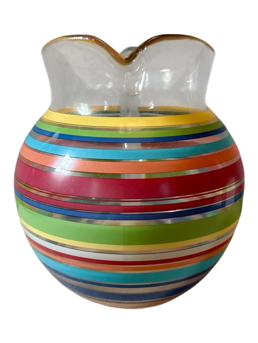 Pottery Barn Rainbow Striped Acrylic Pitcher